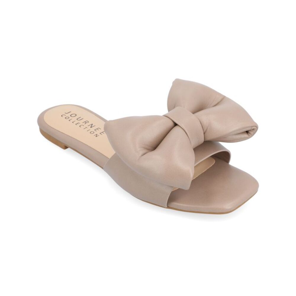 JOURNEE COLLECTION Womens Beige Fayre Square Toe Slip On Slide Sandals Shoes 8